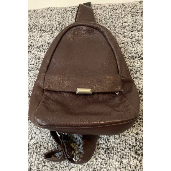 Libaire Pebbled‎ Brown Leather Small Backpack Purse Bag 90's USA Classic Vintage - Picture 1 of 14